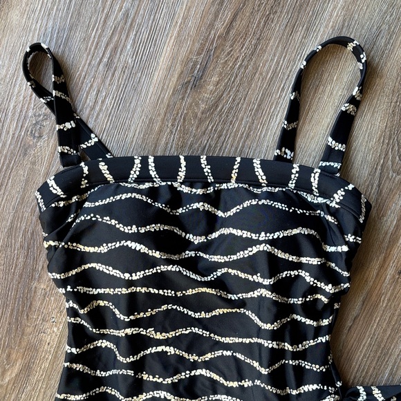 Vintage inspired Black, White Gold One Piece Swimsuit 10 - Picture 2 of 9